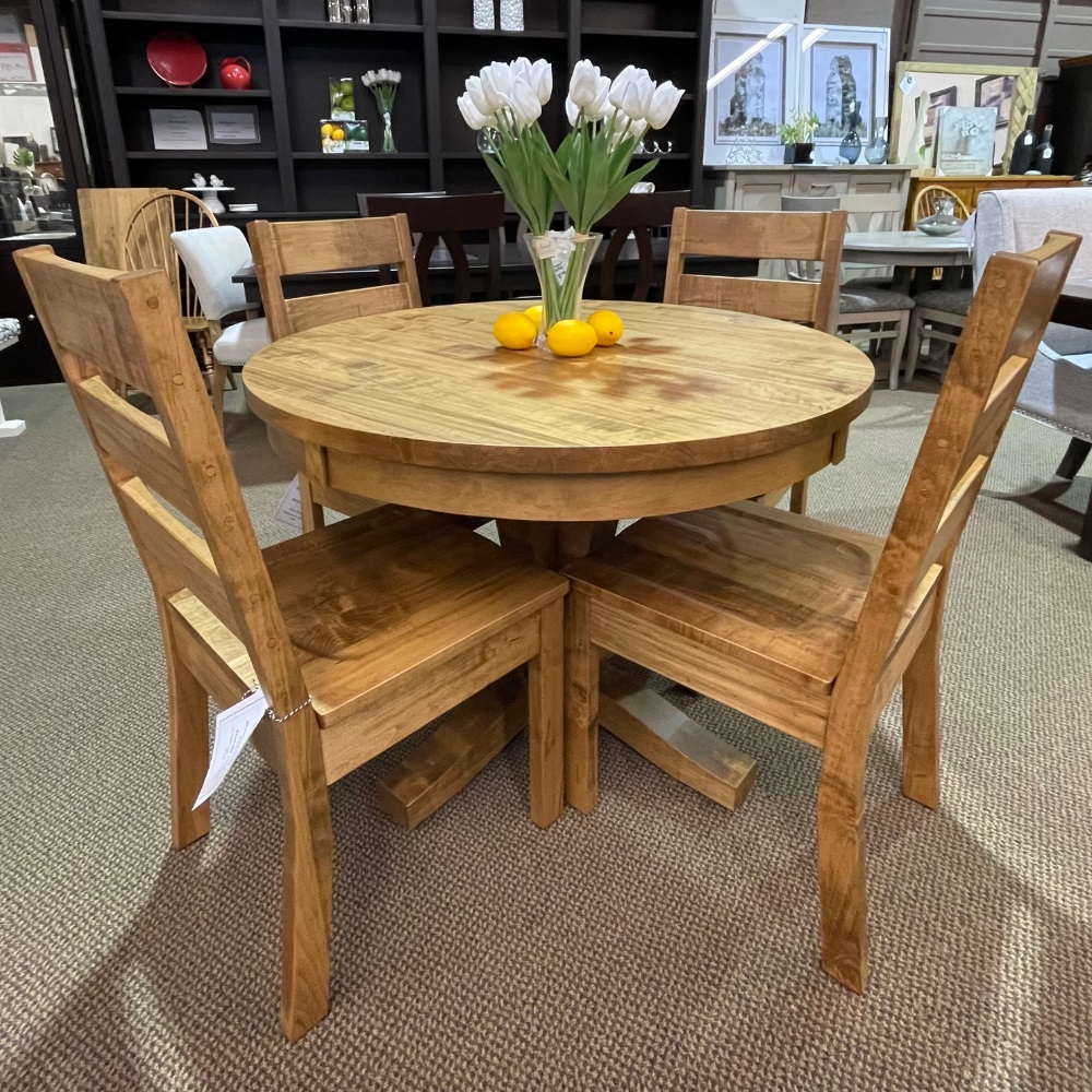 Solid wood furniture round dining room table and chairs